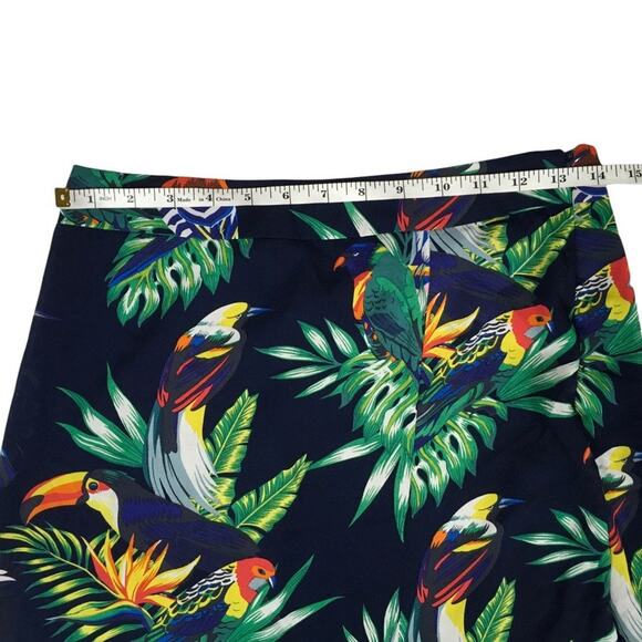 Last Girl Maxi Skirt Ruffle Tropical Toucan Rainforest Womens M Navy Multi-Color - Picture 4 of 7